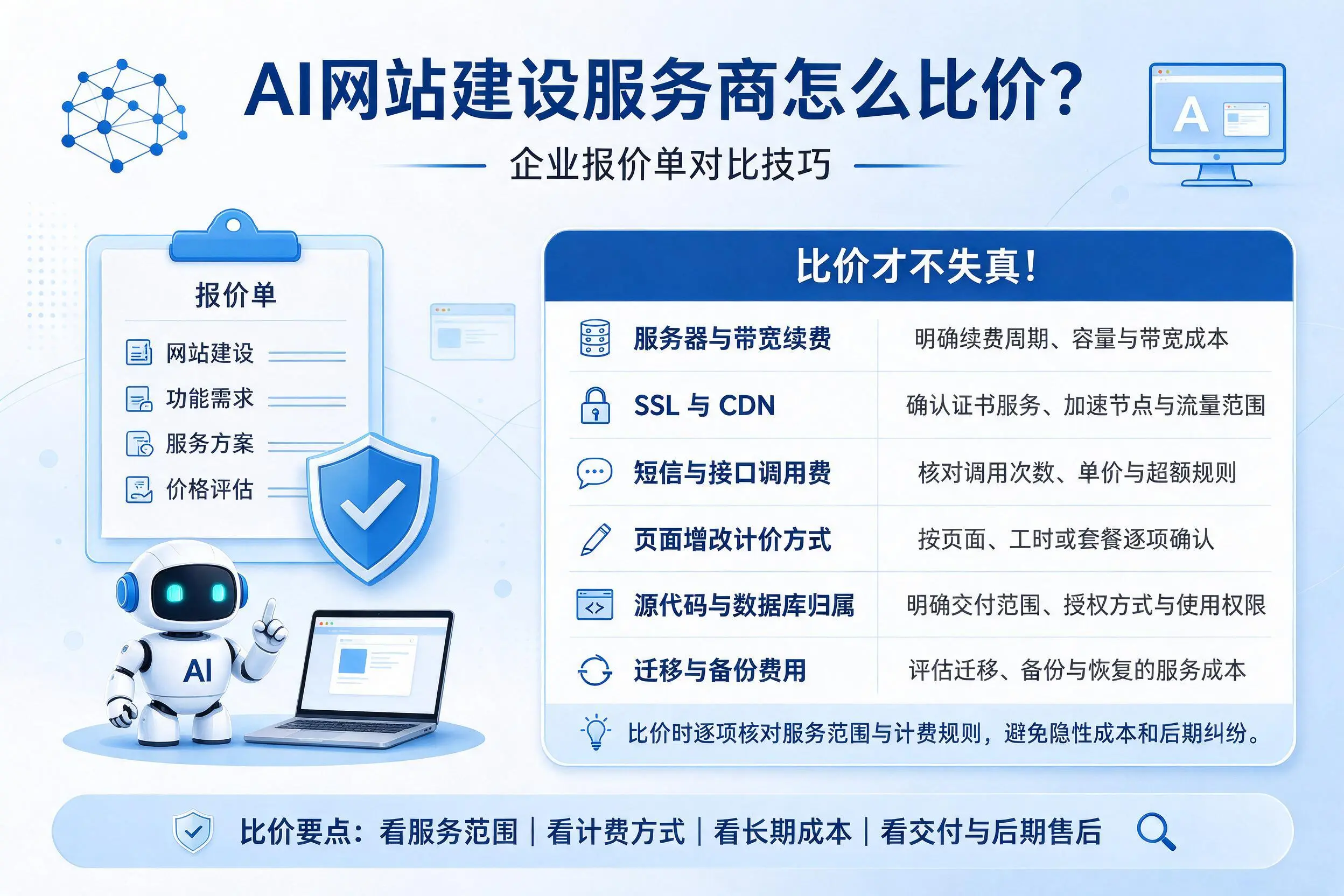 AI网站建设服务商怎么比价?宜宾企业报价单对比技巧