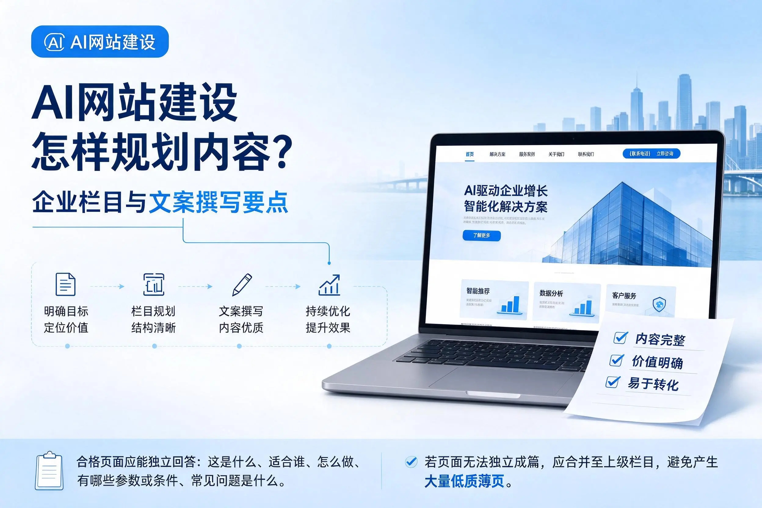 AI网站建设怎样规划内容？宜宾企业栏目与文案撰写要点