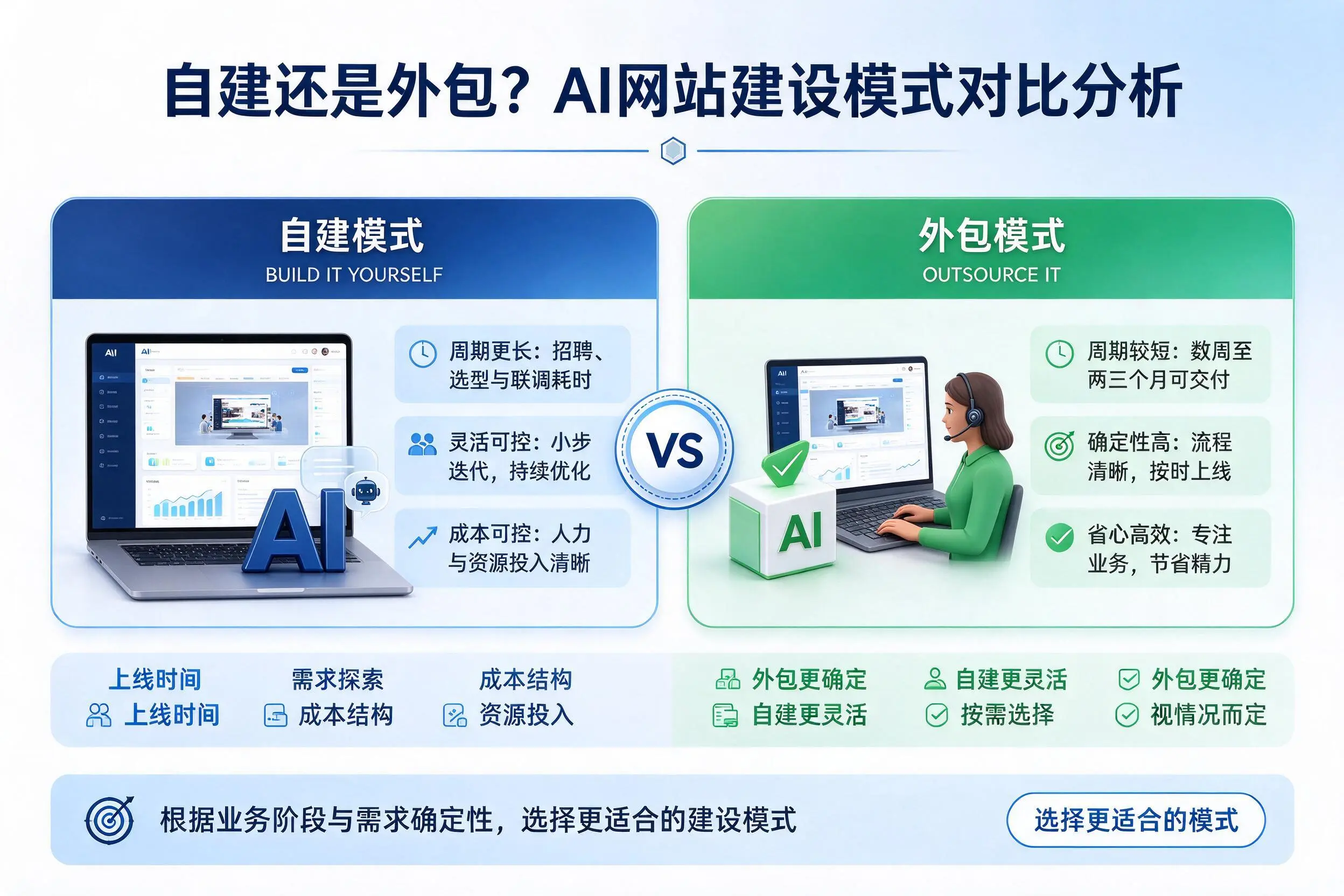 自建还是外包?宜宾AI网站建设模式对比分析